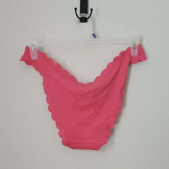 Aerie Scallop Edge Waffle Bikini Bottom in Pink Size Extra Large - Picture 3 of 6